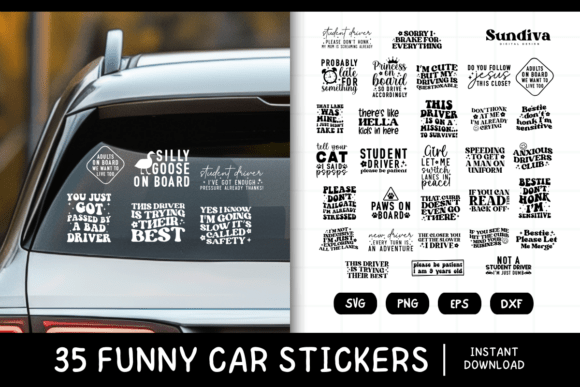 Download 35 Funny Car Sticker Saying SVG Bundle - Svg bundle Collection