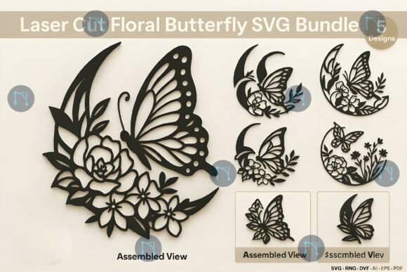 Download Laser Cut Floral Butterfly SVG Bundle - Svg bundle Collection