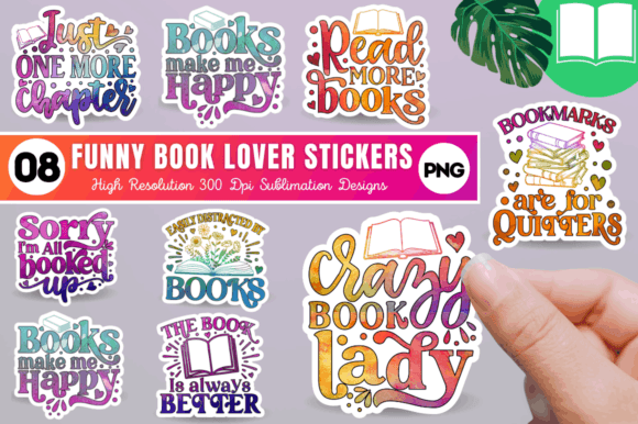 Download Funny Book Lover  Sublimation Stickers - Sublimation stickers Collection