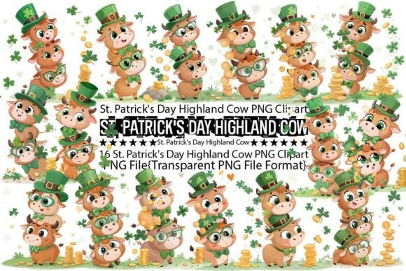 Download St. Patrick's Day Highland Cow PNG - Premium Bundle