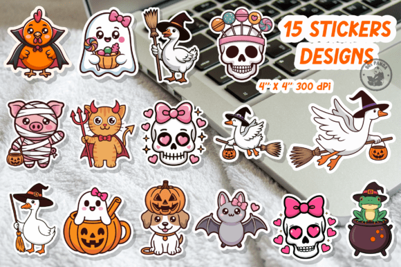 Download Halloween Coquette Stickers Ghost Bundle - Premium Resources