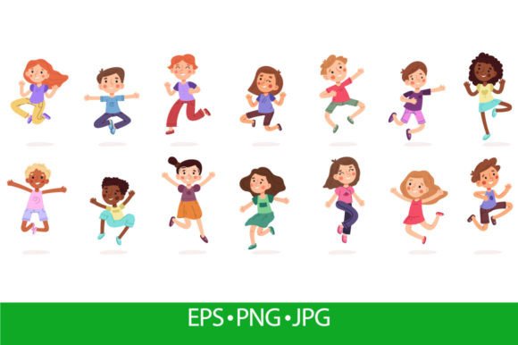 Download Happy Jumping Kids, Cute Active Cartoon - Jumping kids Collection