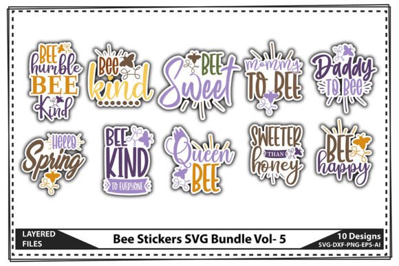 Download Bee Stickers SVG Bundle Vol- 5 - Svg bundle Collection