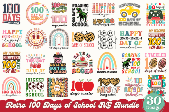 Download Retro 100 Days of School SVG Bundle - Svg bundle Collection