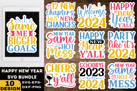 Download Happy New Year Sticker SVG Bundle - Svg bundle Collection