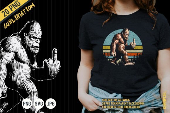 Download Bigfoot Middle Finger Shirt SVG PNG - Shirt svg Collection