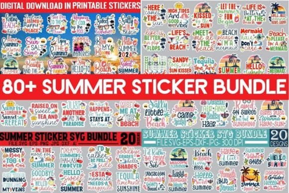 Download Mega Summer Sticker SVG Bundle - Svg bundle Collection
